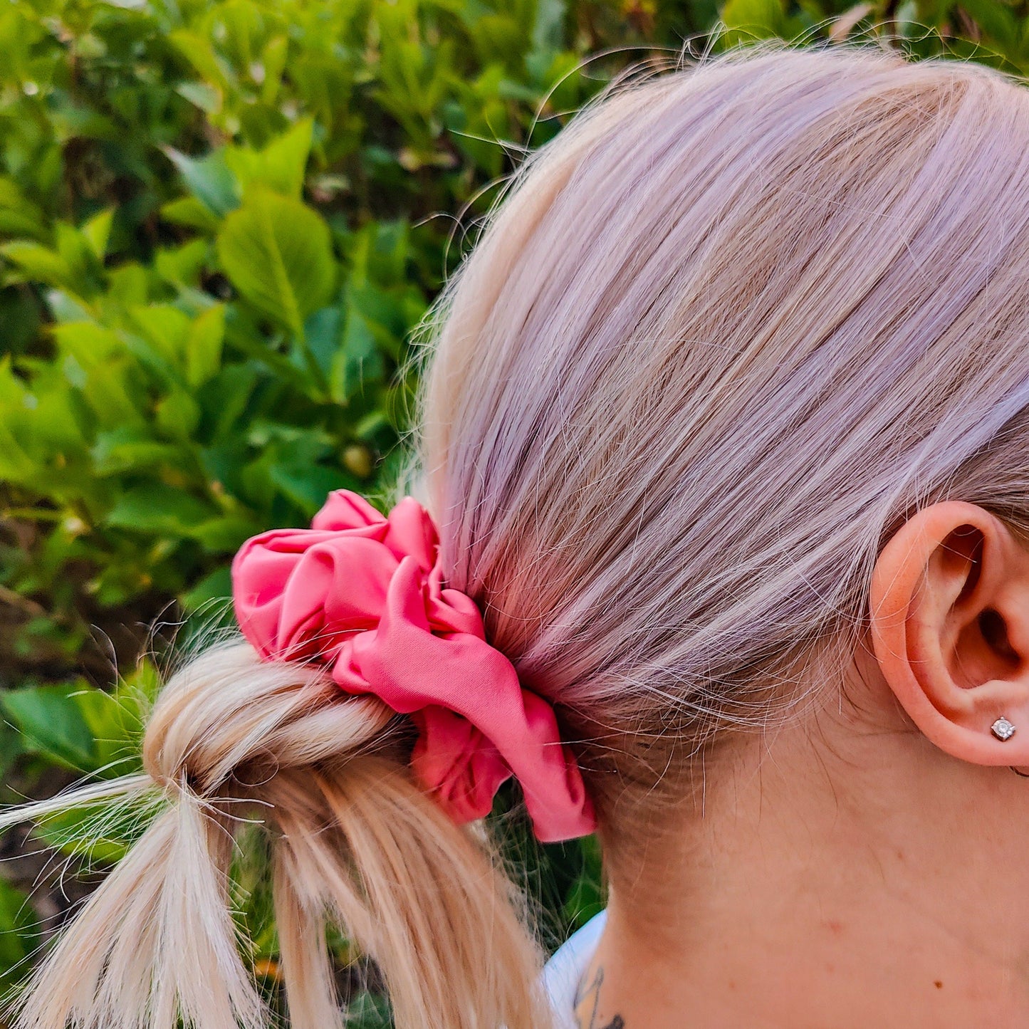Coral Satin Scrunchie Regular