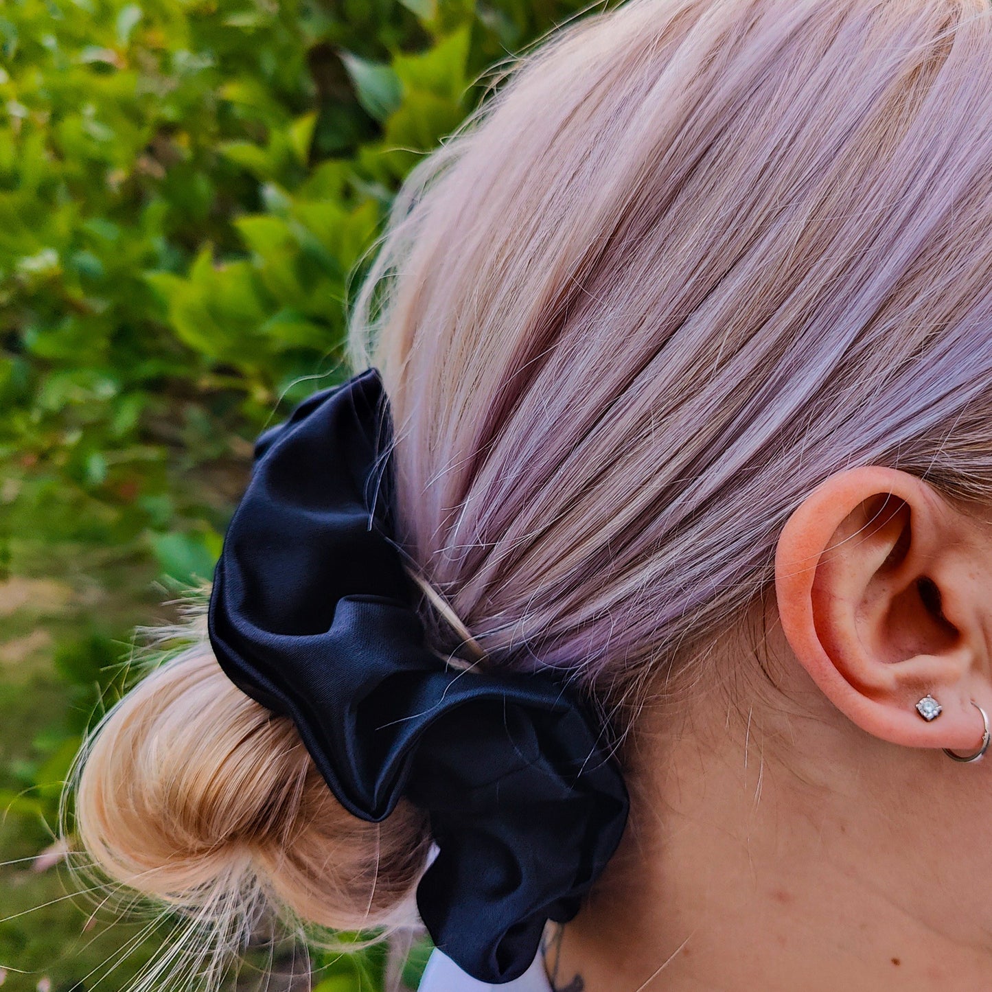 Black Satin Scrunchie Large