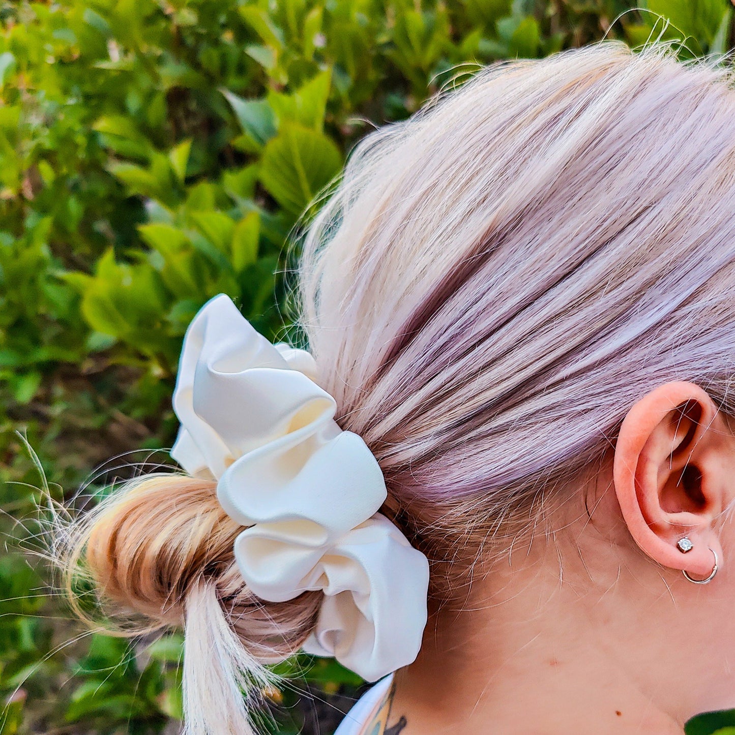 Ivory Satin Scrunchie Large