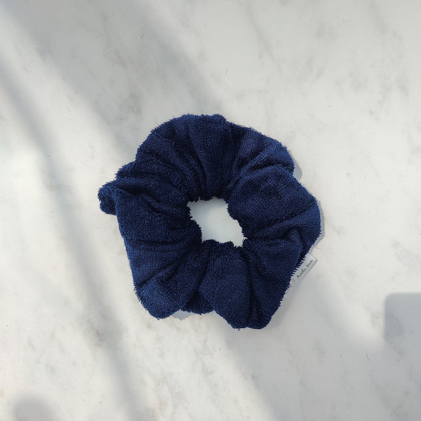 Navy Bamboo Cotton Scrunchie Large