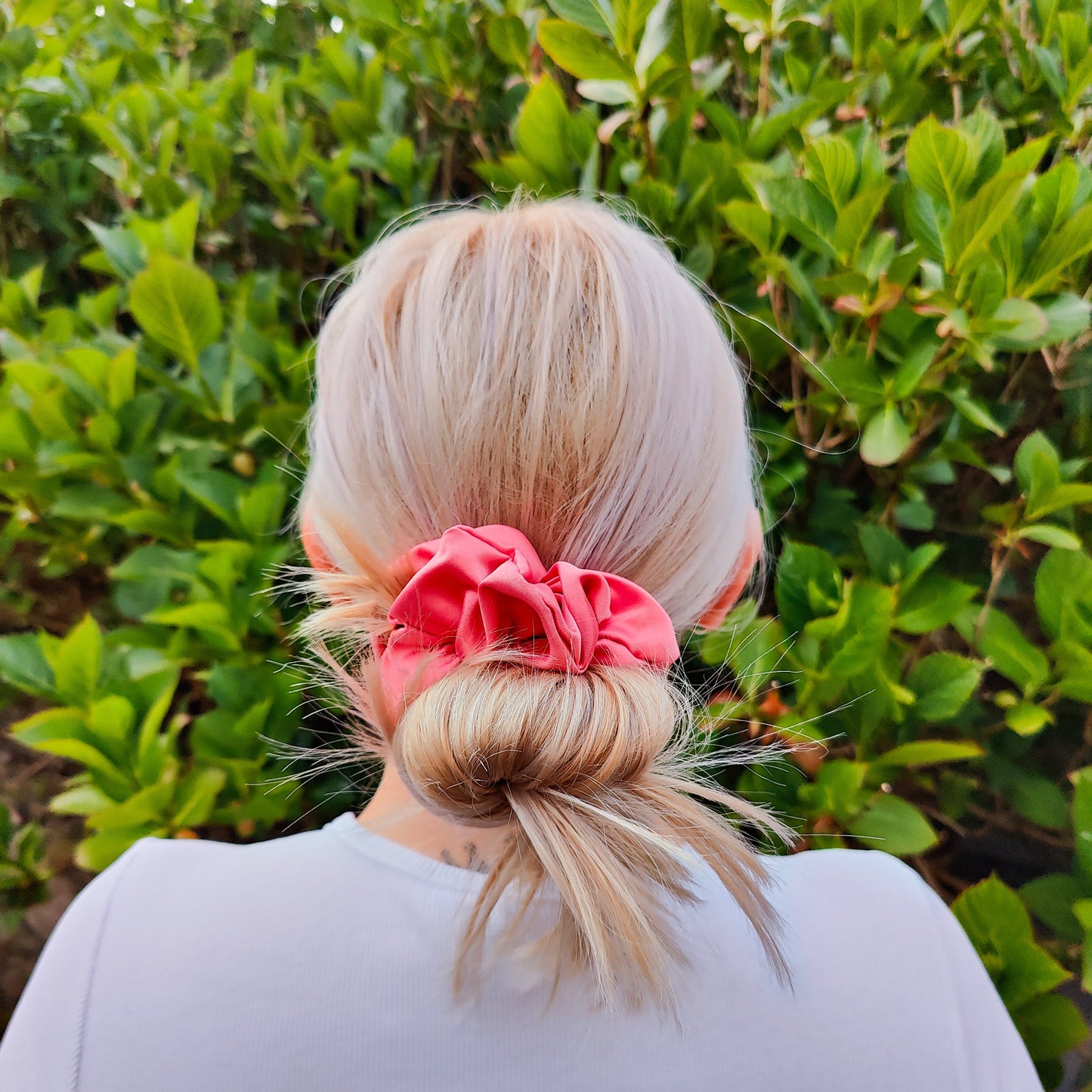 Coral Satin Scrunchie Regular