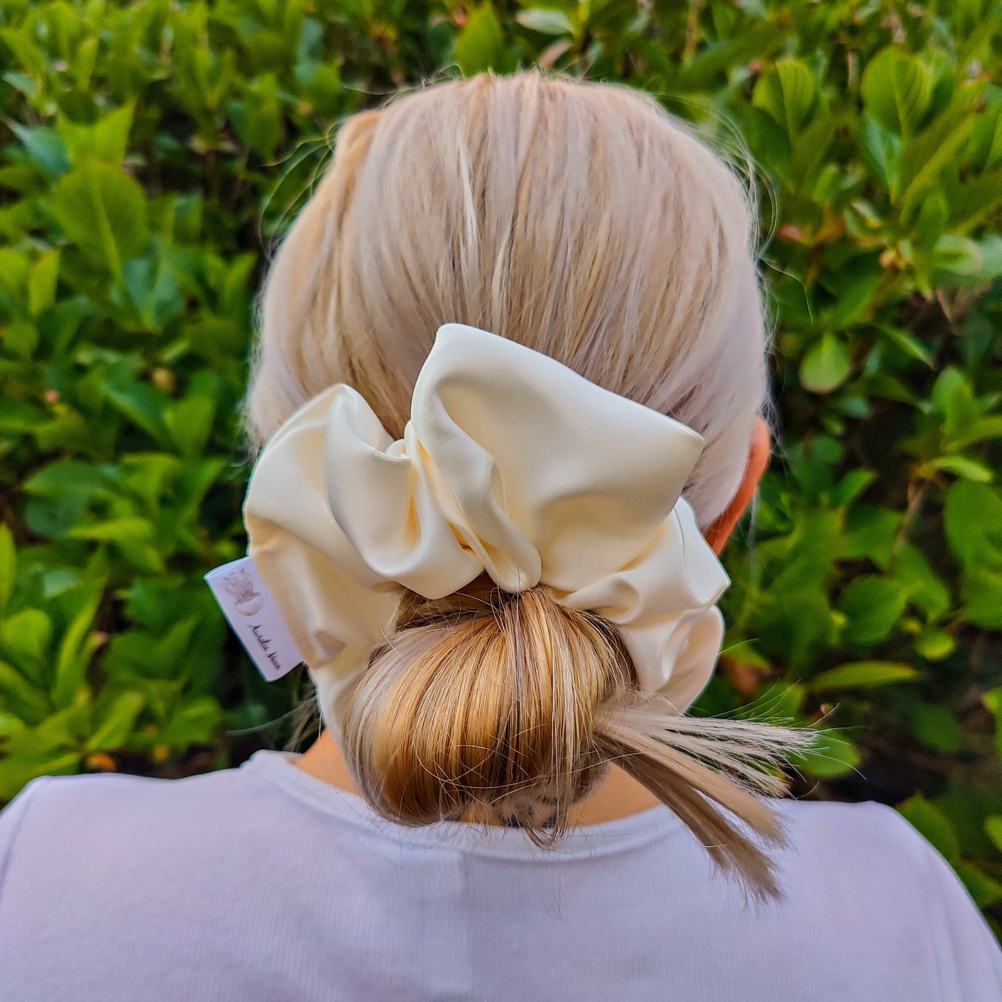 Ivory Satin Scrunchie Large
