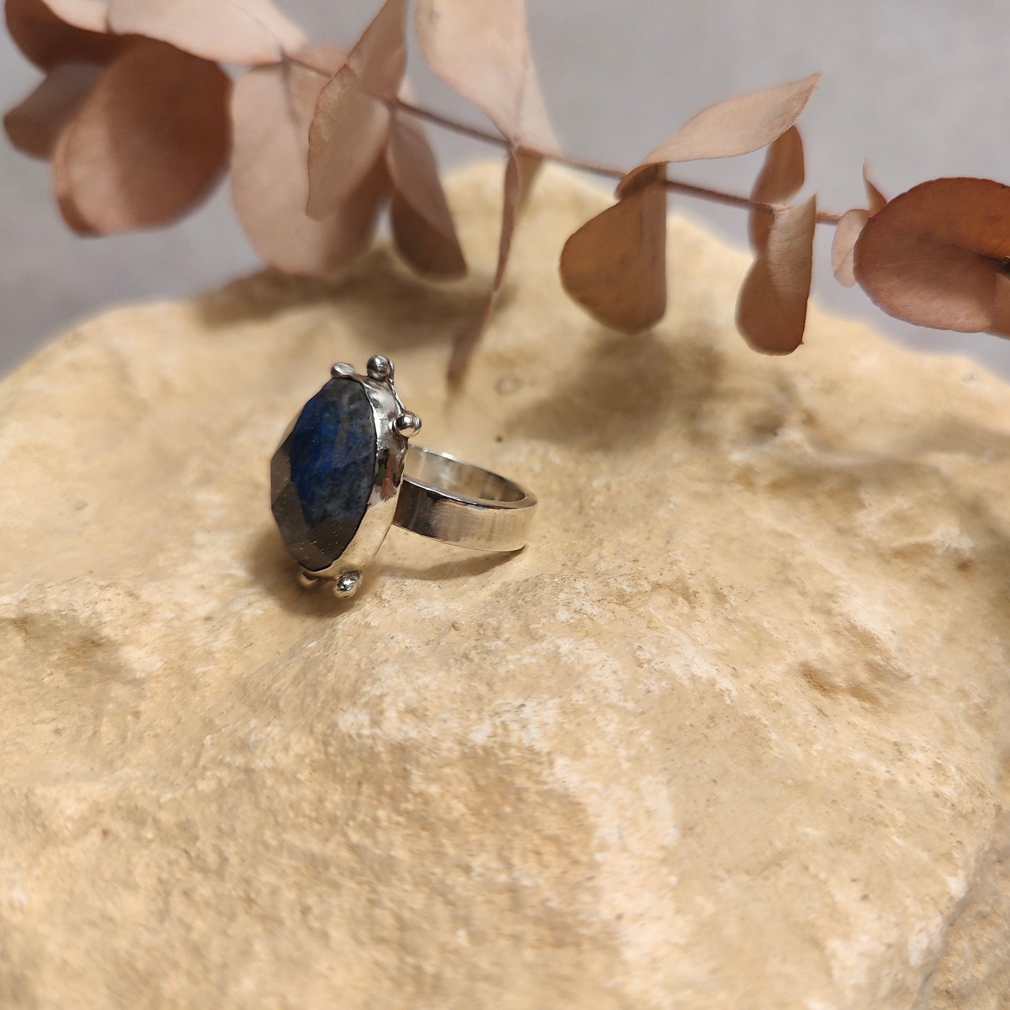 Lapis Lazuli Faceted Large Ring UK Size T