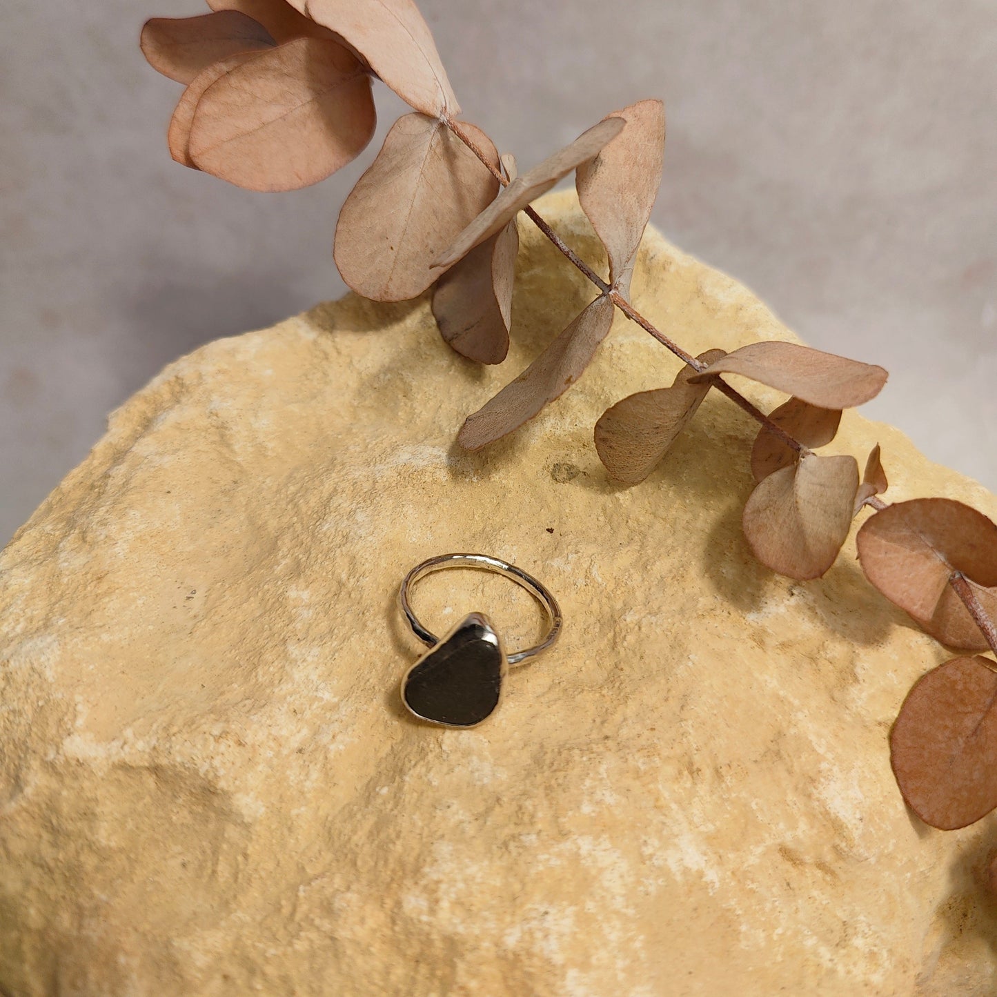Moss Green Seaglass Ring UK Size T