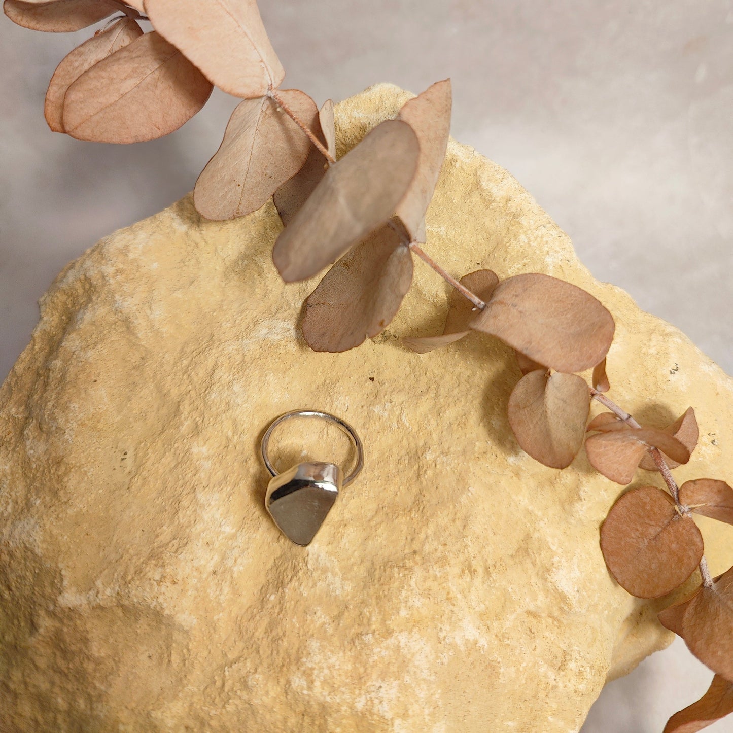 Frosty White Seaglass Ring UK Size N