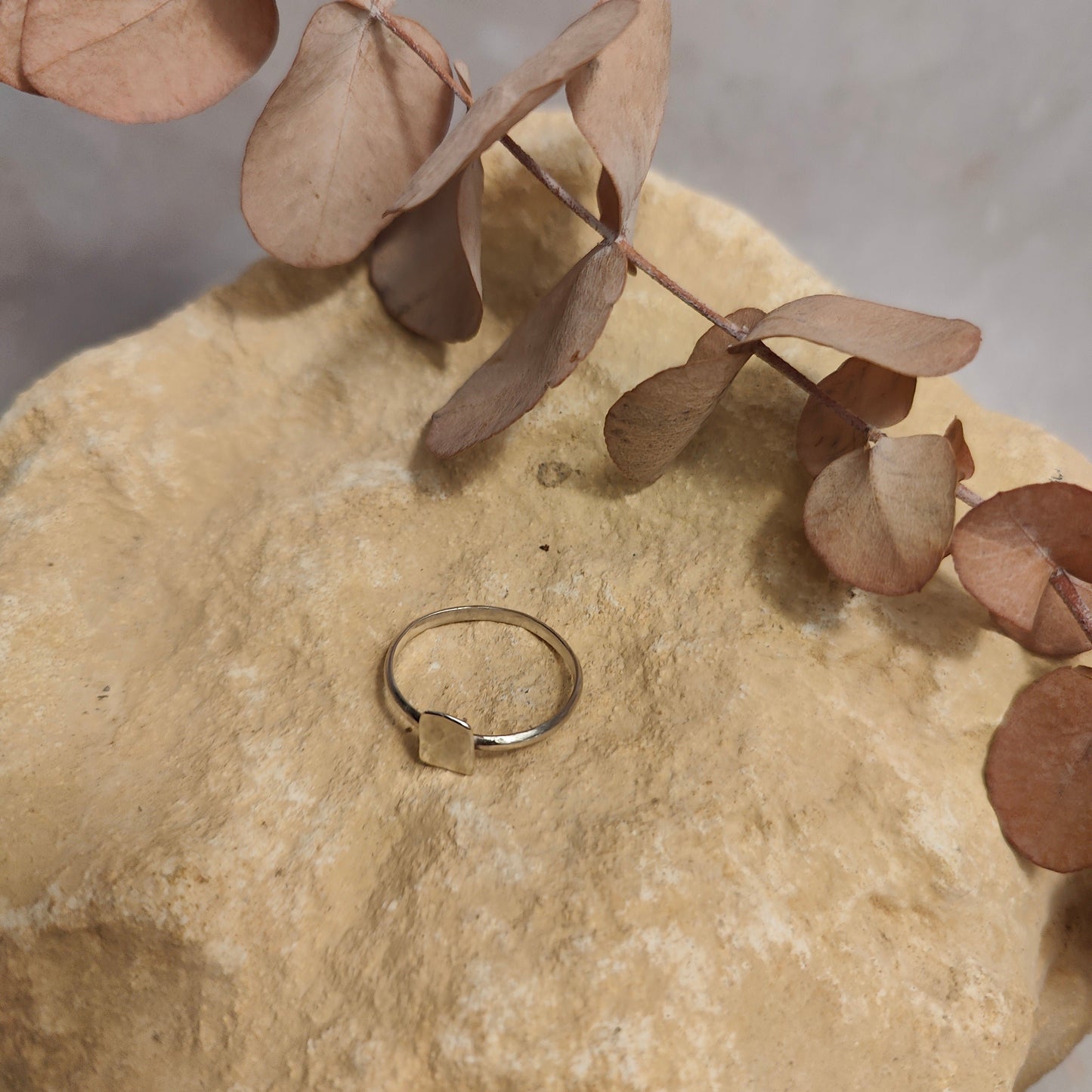 Silver Square Ring UK Size Q