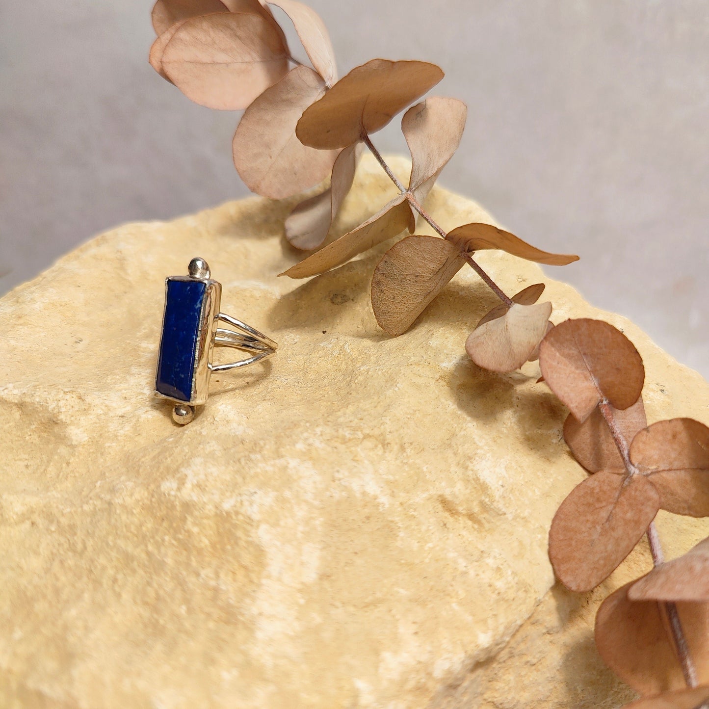 Double Band Lapis Lazuli Ring UK Size M