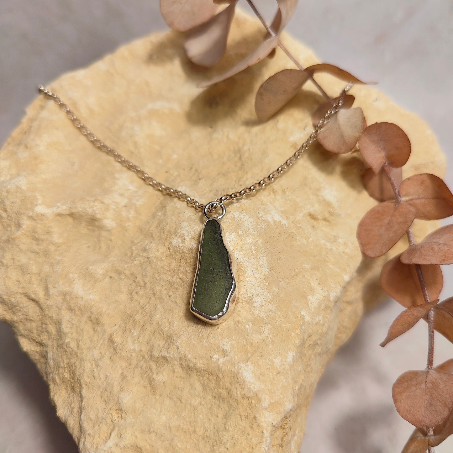 Forest Green Seaglass Pendant Necklace