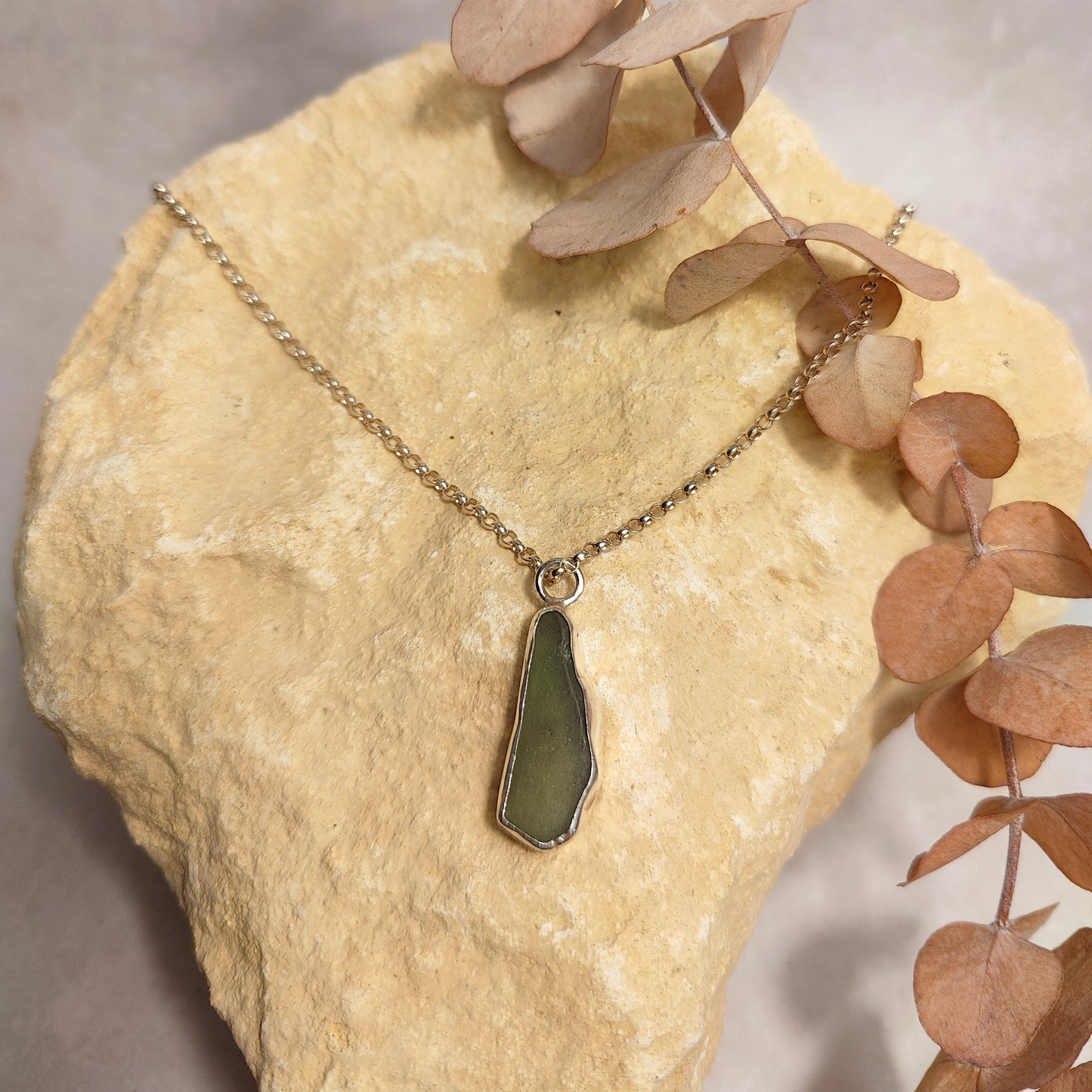 Forest Green Seaglass Pendant Necklace