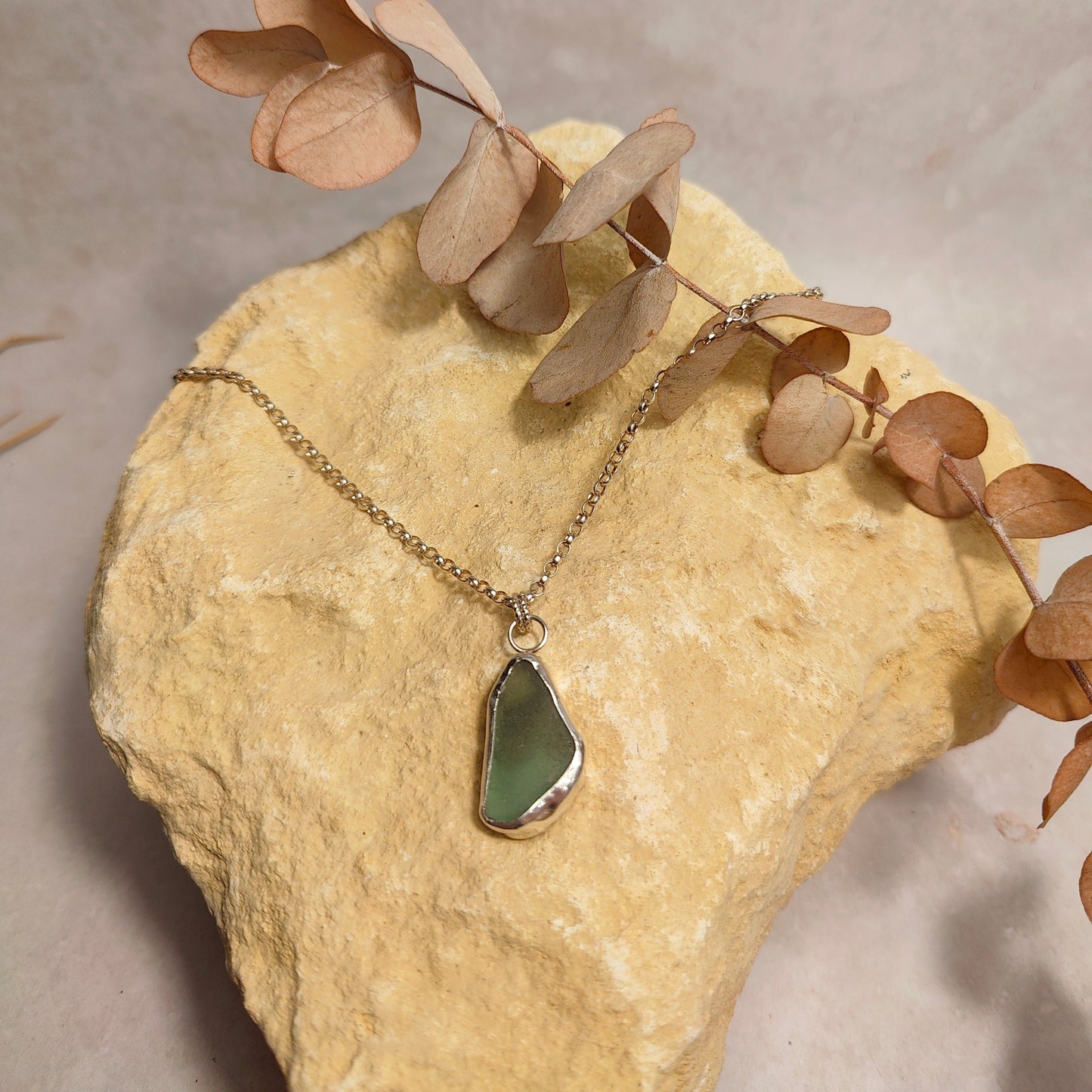 Seafoam Waves Seaglass Pendant Necklace