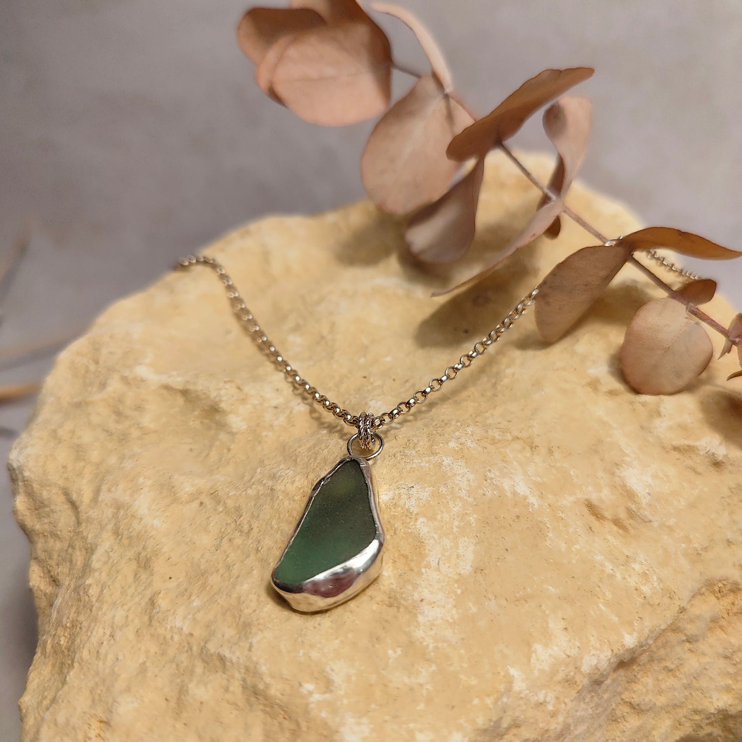 Seafoam Waves Seaglass Pendant Necklace