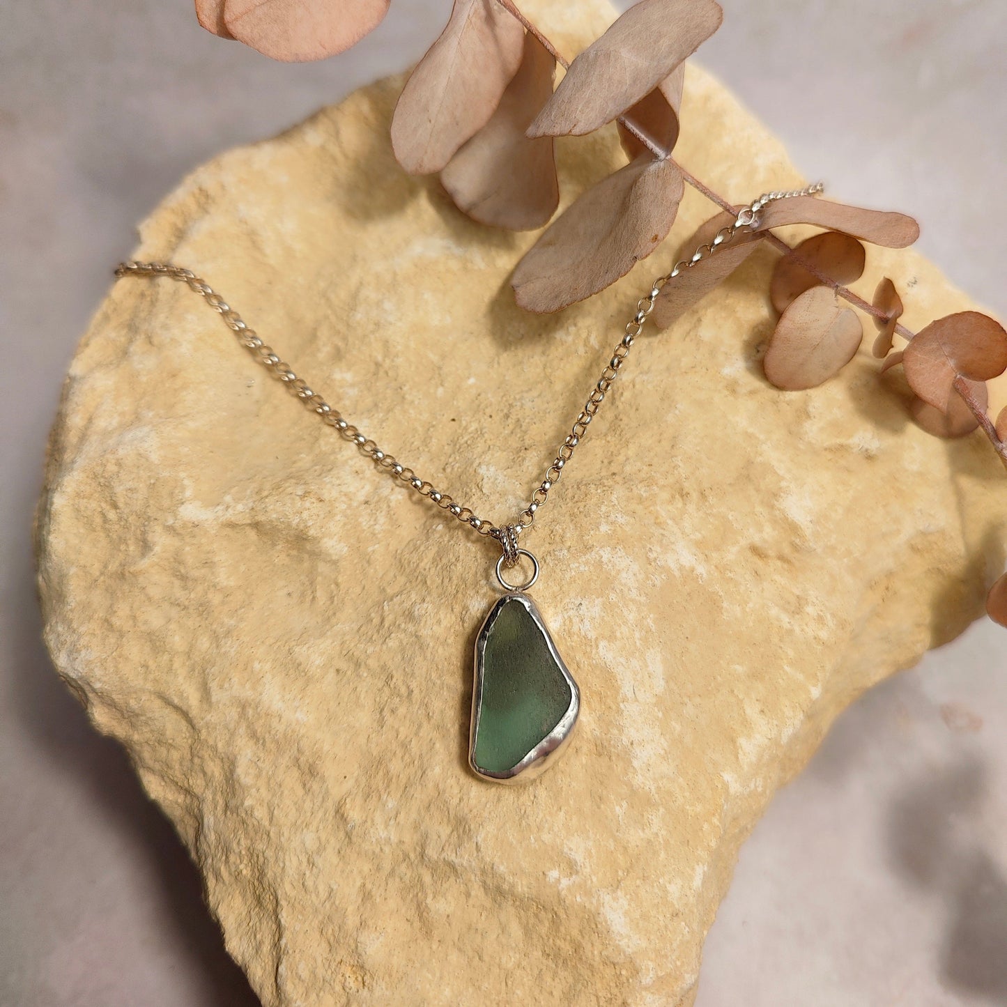 Seafoam Waves Seaglass Pendant Necklace