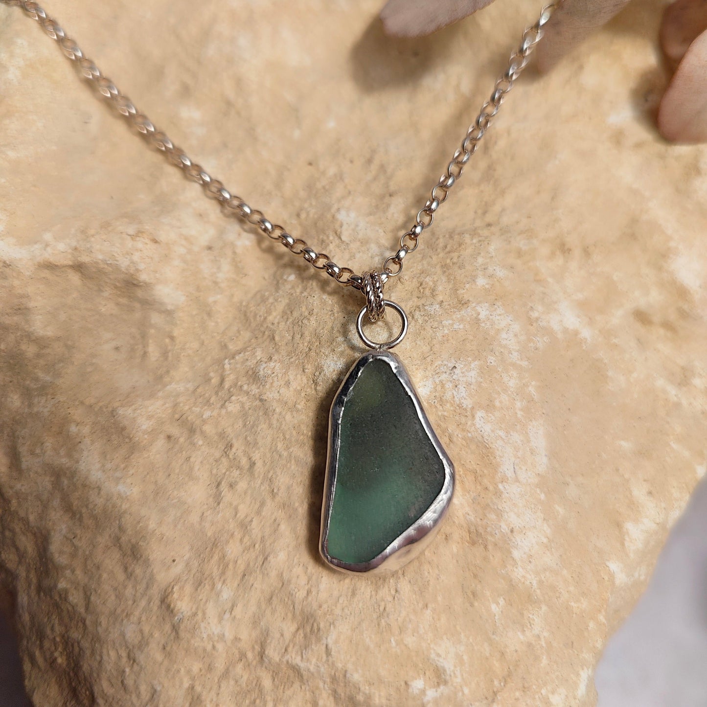 Seafoam Waves Seaglass Pendant Necklace