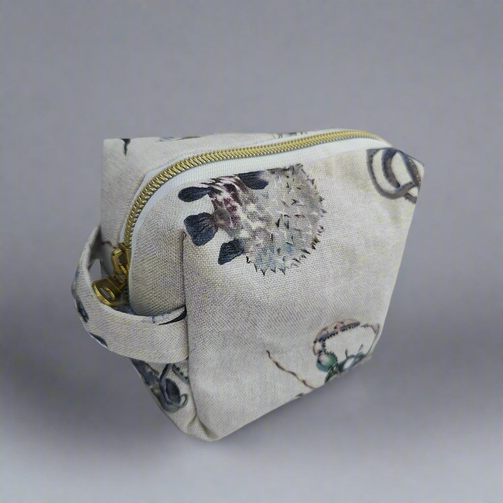 Small Light Grey Ocean Cosmetic Pouch