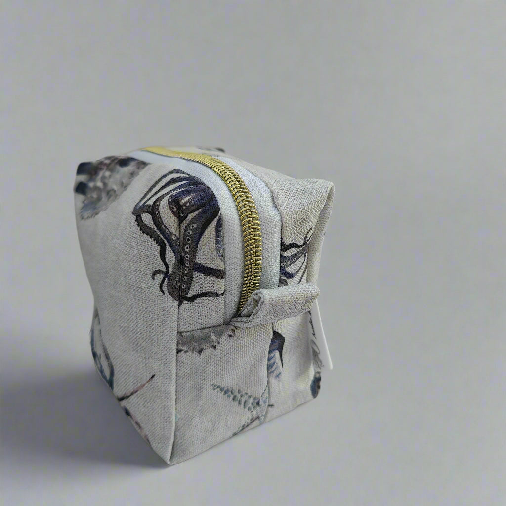 Small Light Grey Ocean Cosmetic Pouch