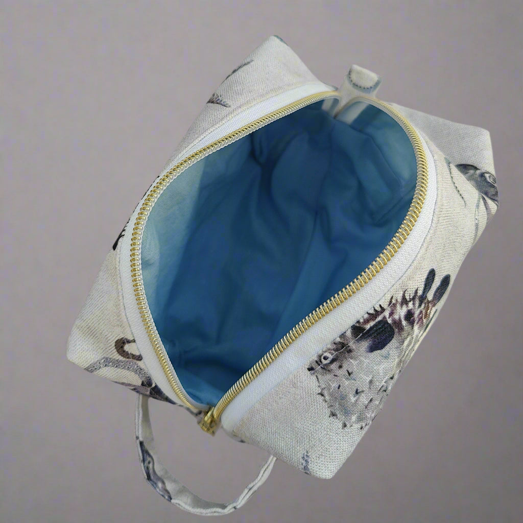 Small Light Grey Ocean Cosmetic Pouch