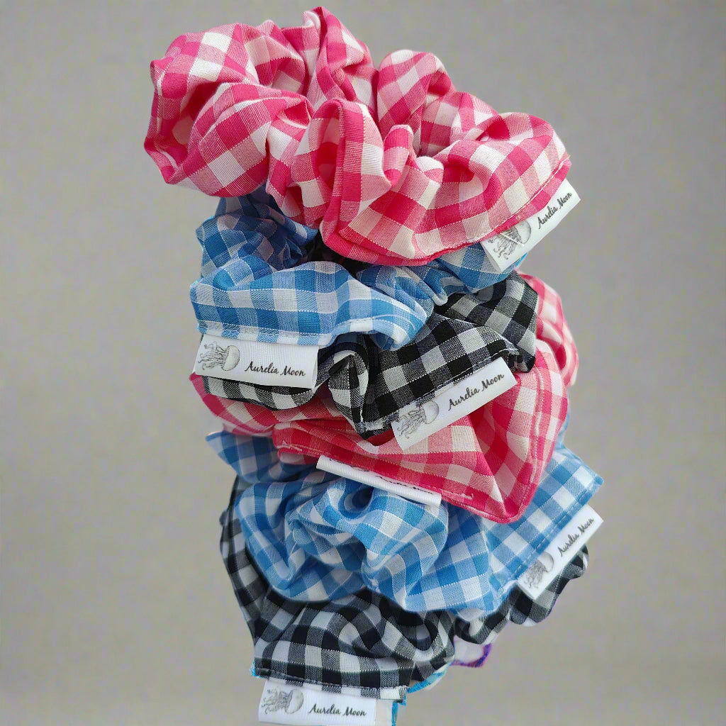 Blue Gingham Scrunchie Large