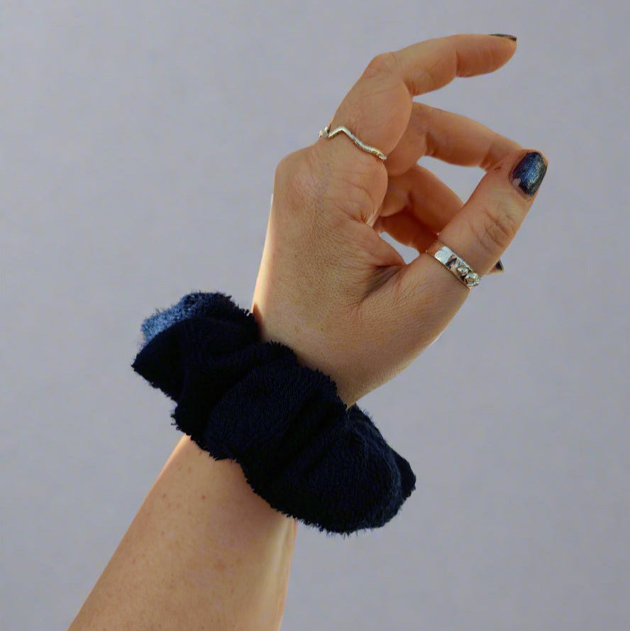 Navy Bamboo Cotton Scrunchie Regular