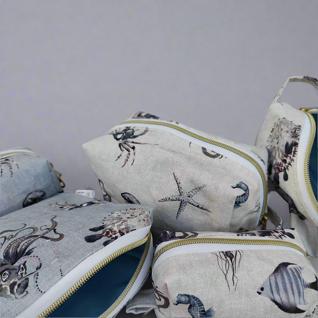 Small Blue Ocean Cosmetic Pouch