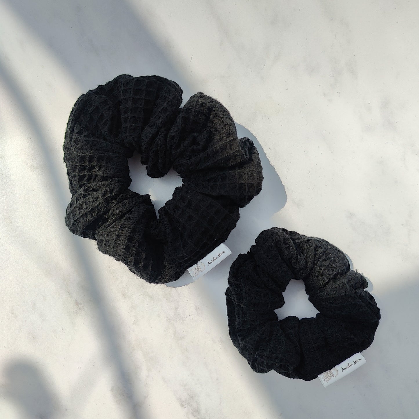 Black Cotton Waffle Scrunchie Regular