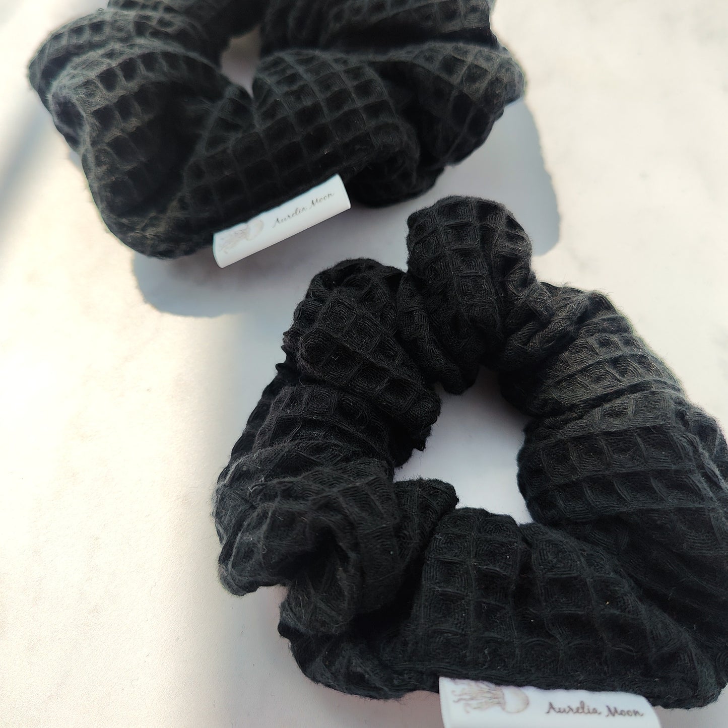 Black Cotton Waffle Scrunchie Regular