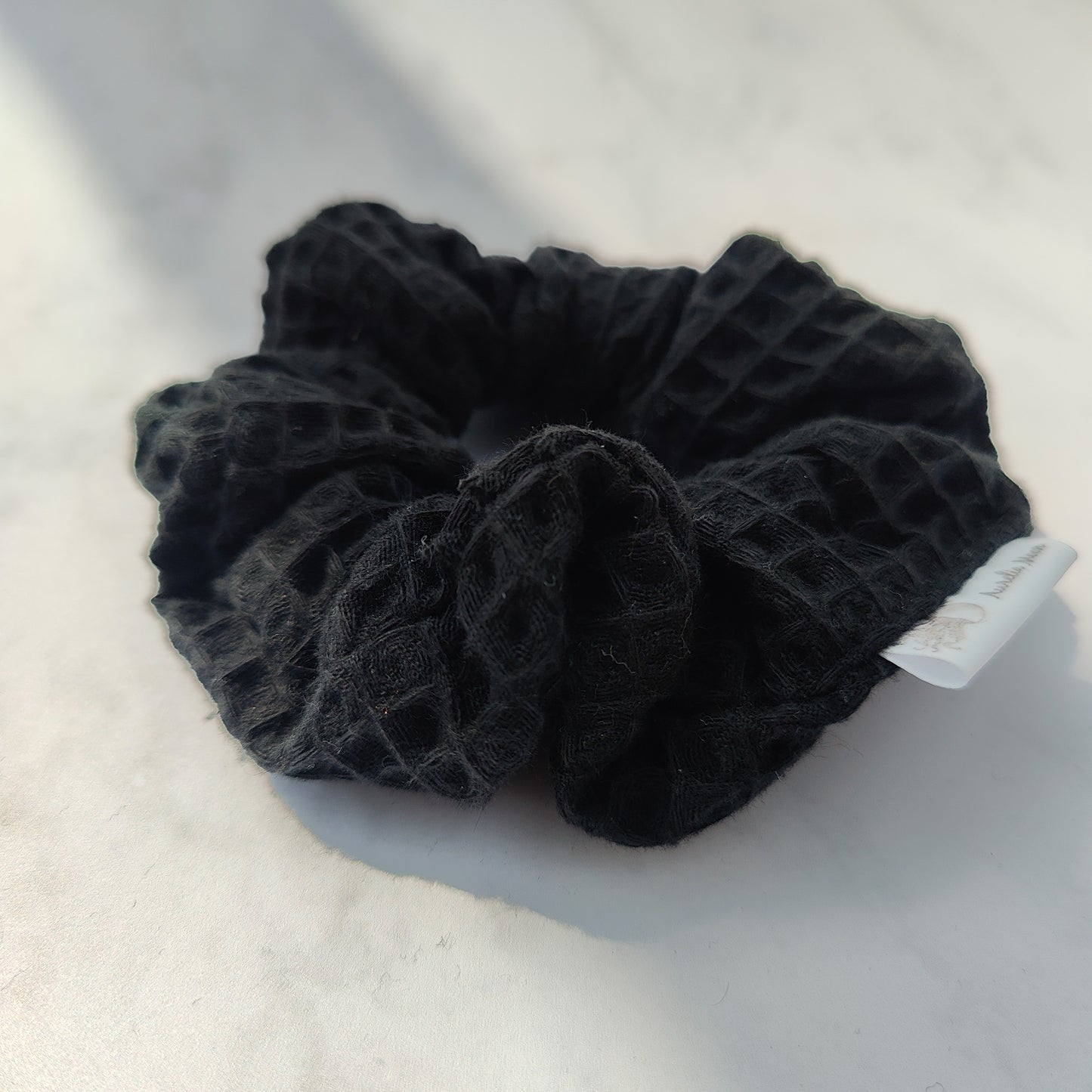 Black Cotton Waffle Scrunchie Regular