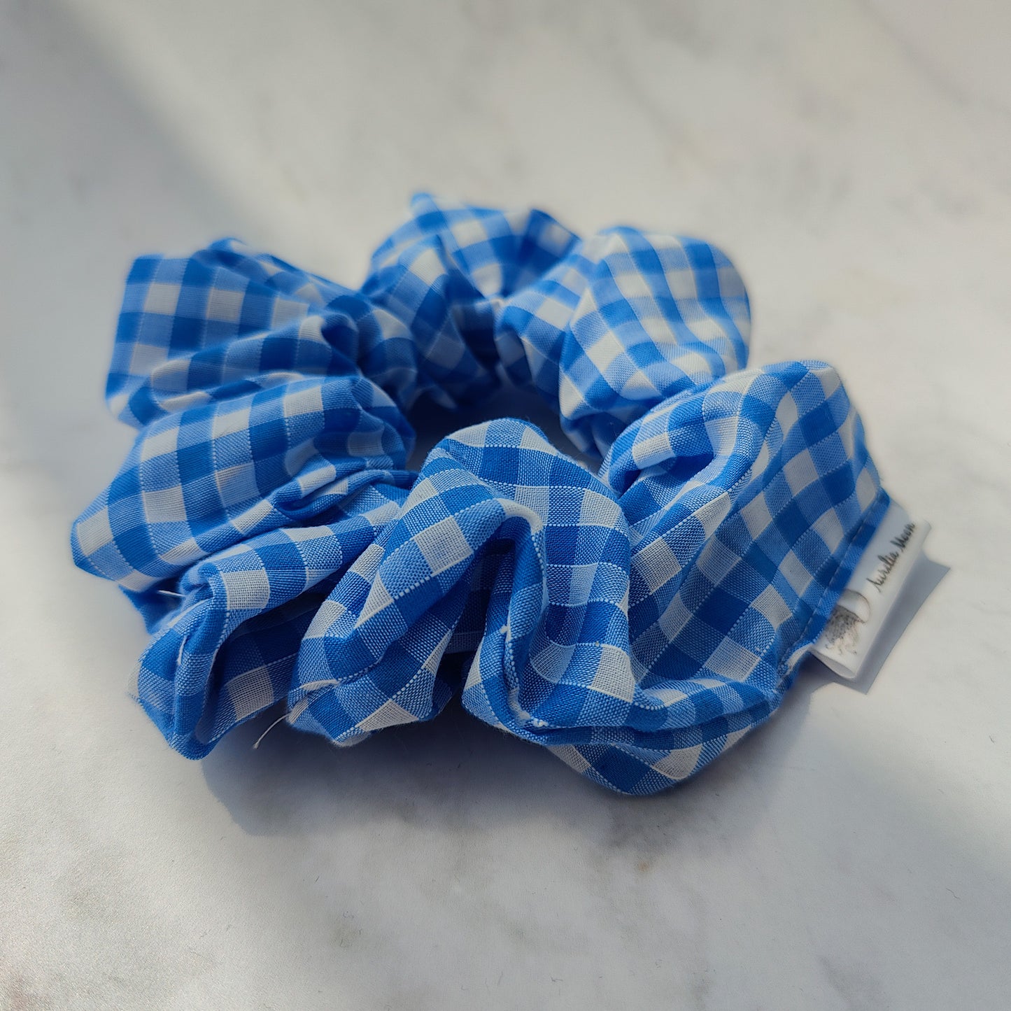 Blue Gingham Scrunchie Large