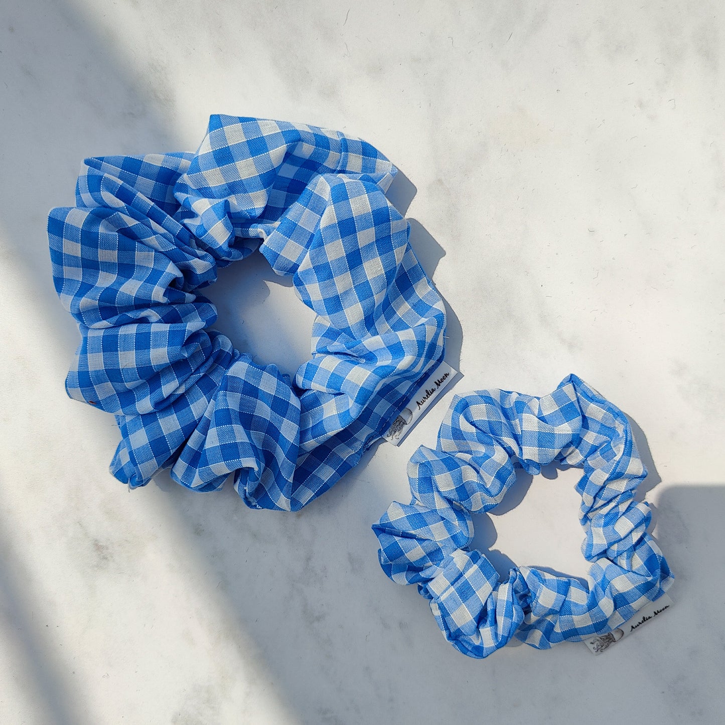 Blue Gingham Scrunchie Large