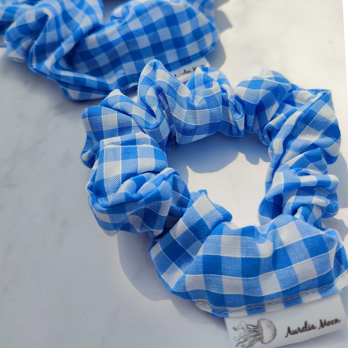 Blue Gingham Scrunchie Large