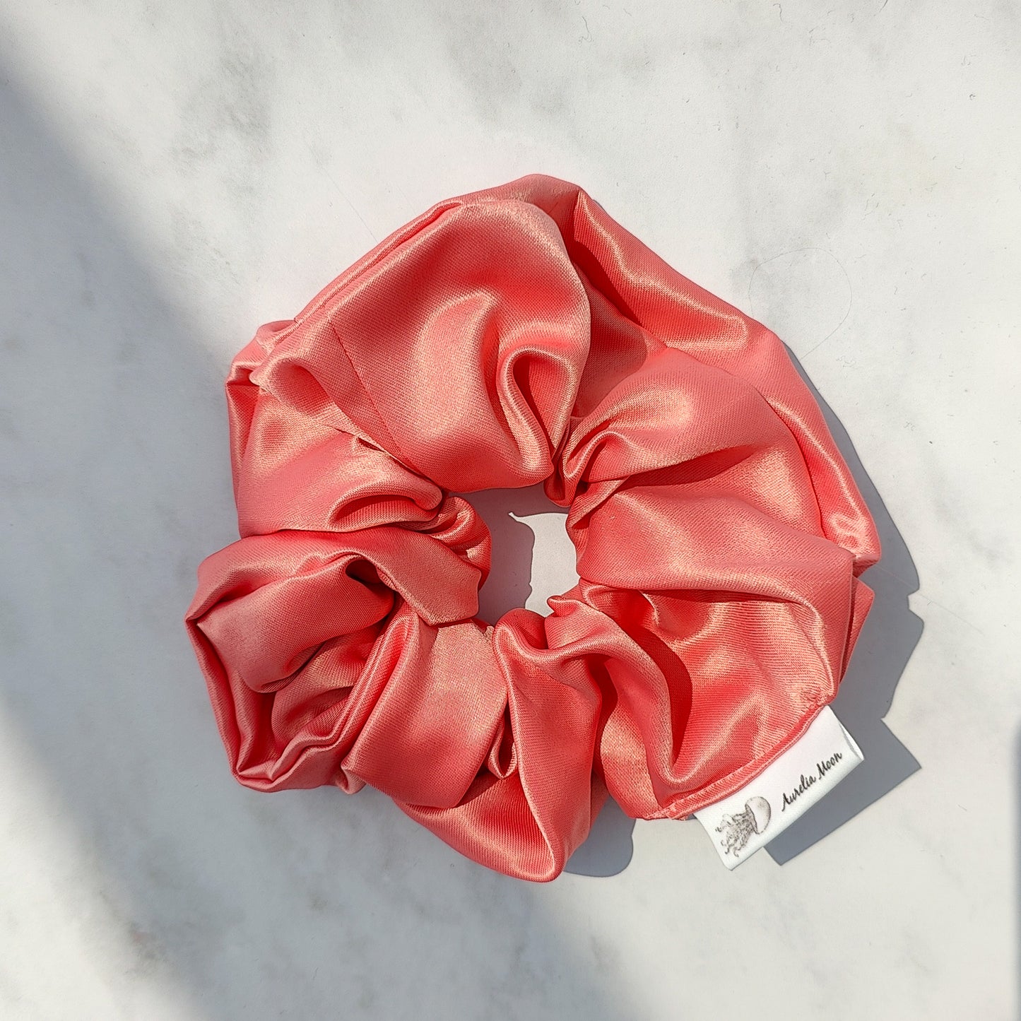 Coral Satin Scrunchie Large