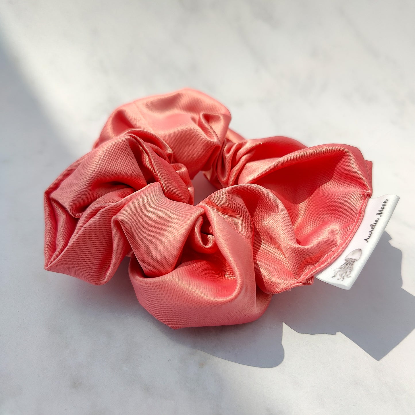 Coral Satin Scrunchie Large