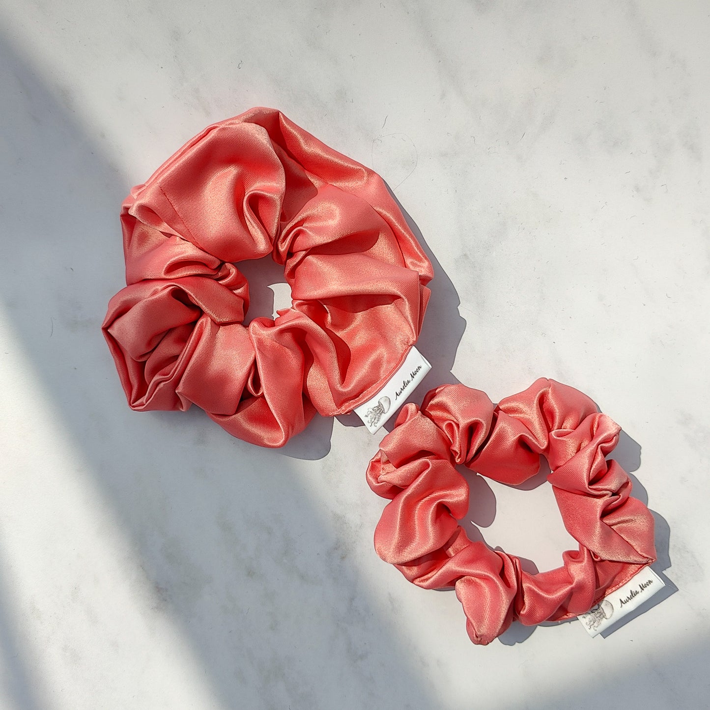 Coral Satin Scrunchie Regular