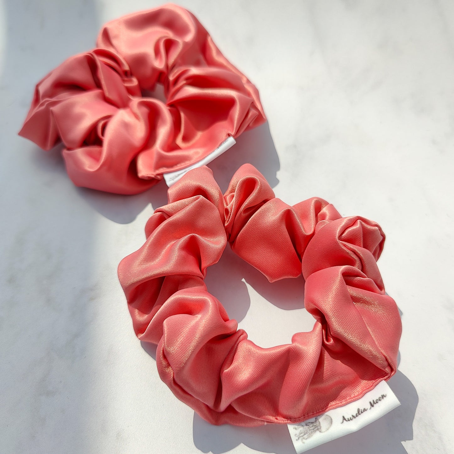 Coral Satin Scrunchie Regular