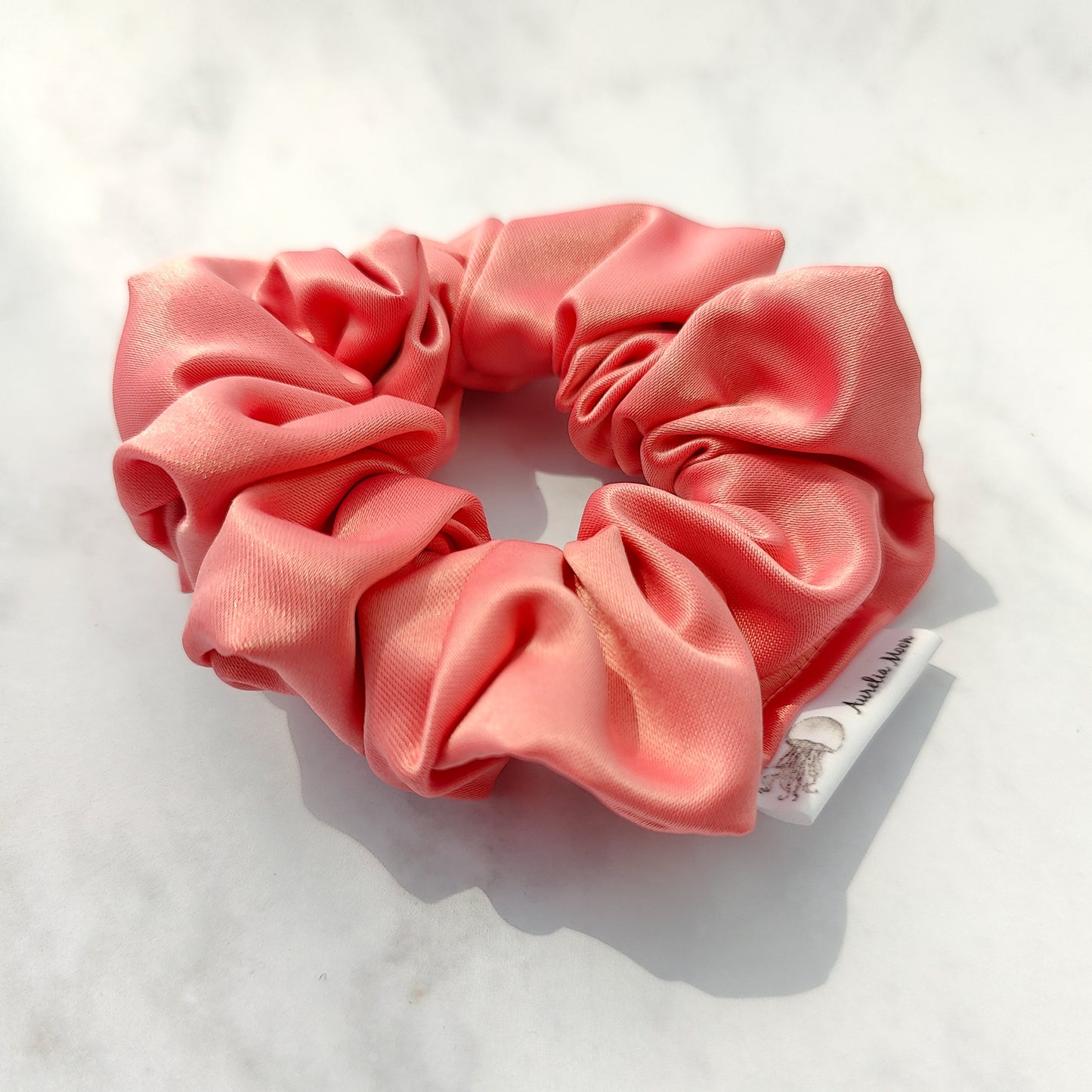 Coral Satin Scrunchie Regular