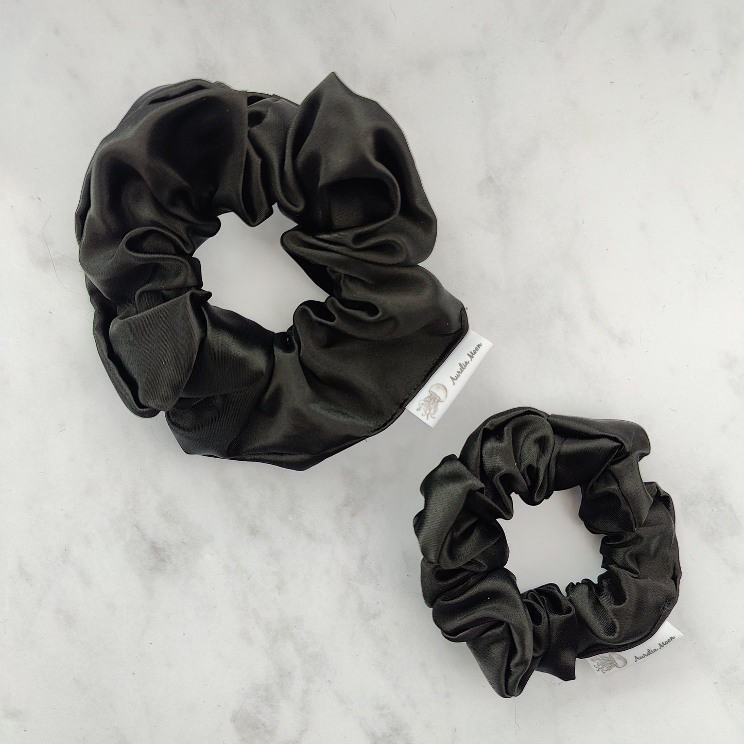 Black Satin Scrunchie Large