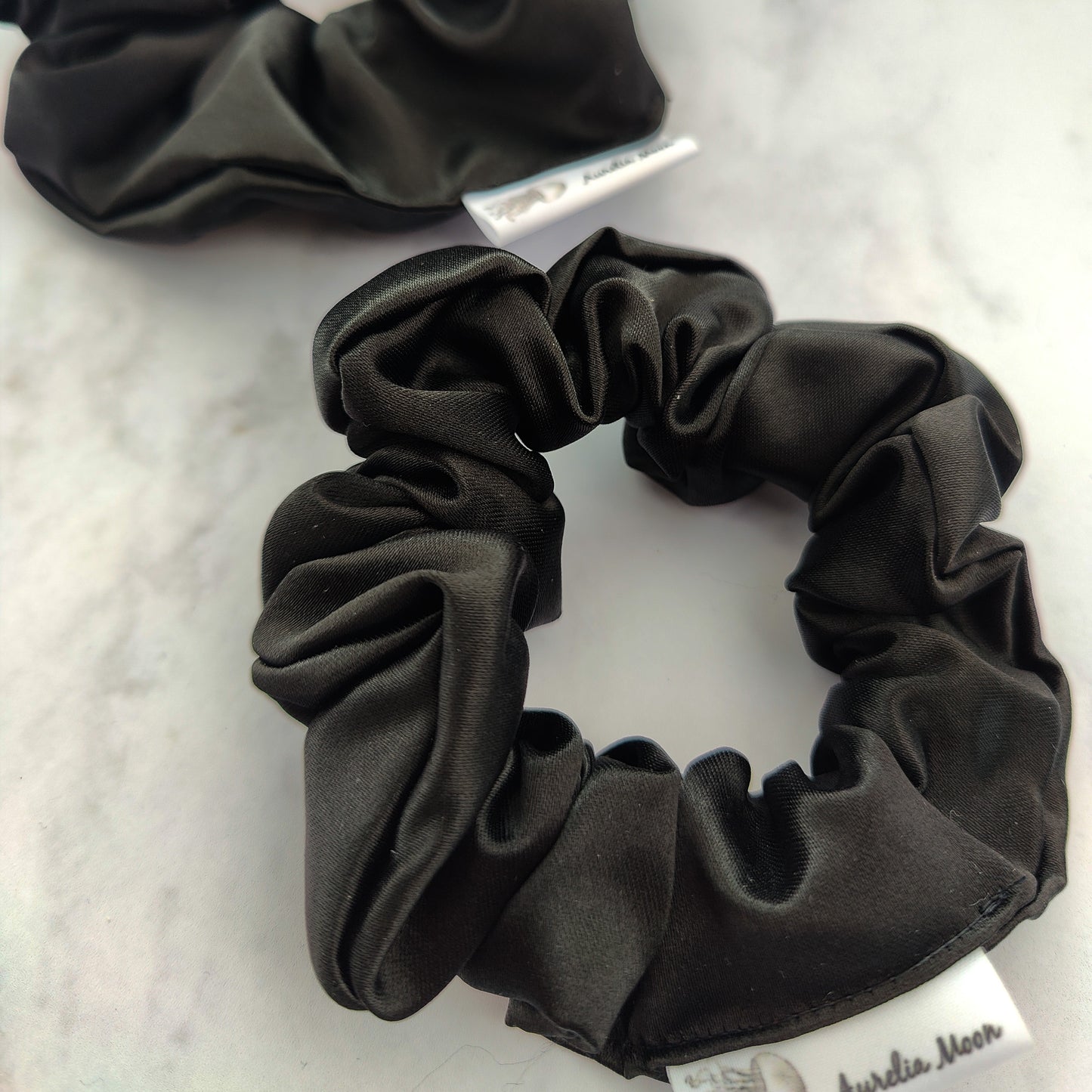 Black Satin Scrunchie Large