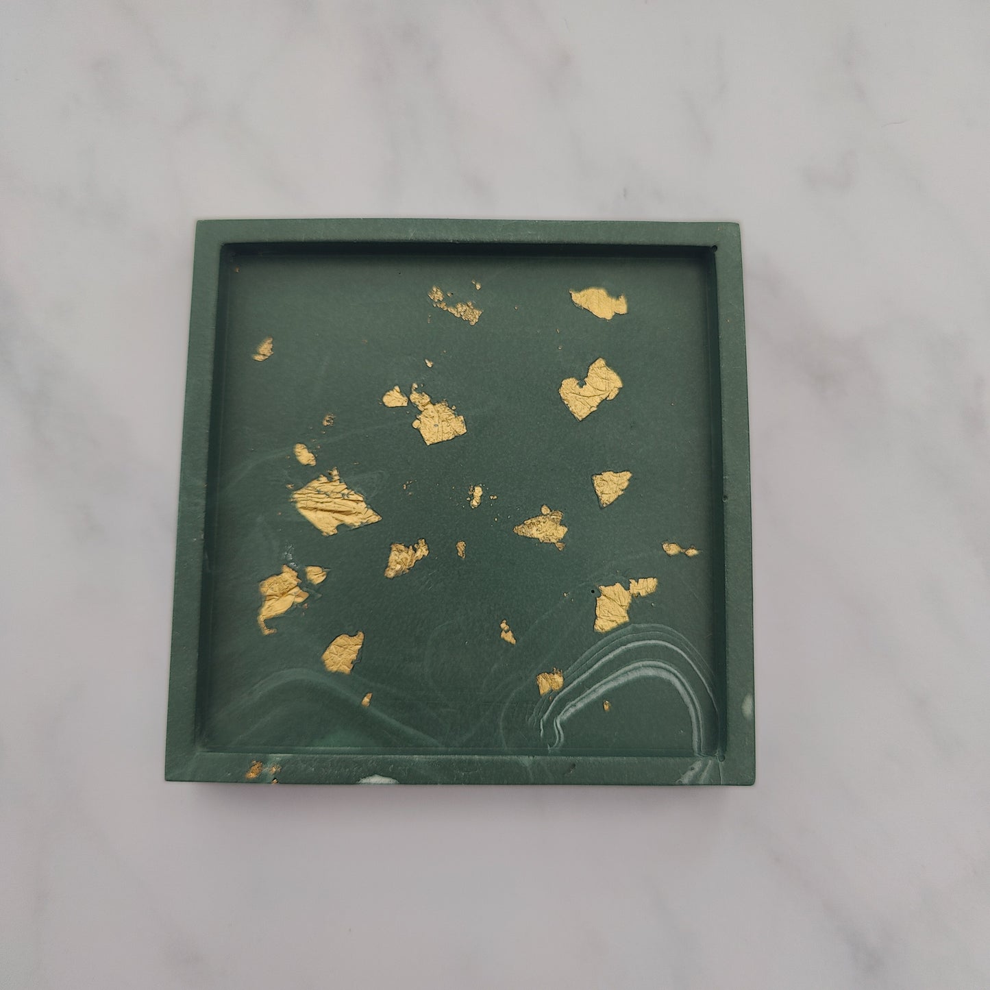 Forest Green Square Coaster Set Of 2