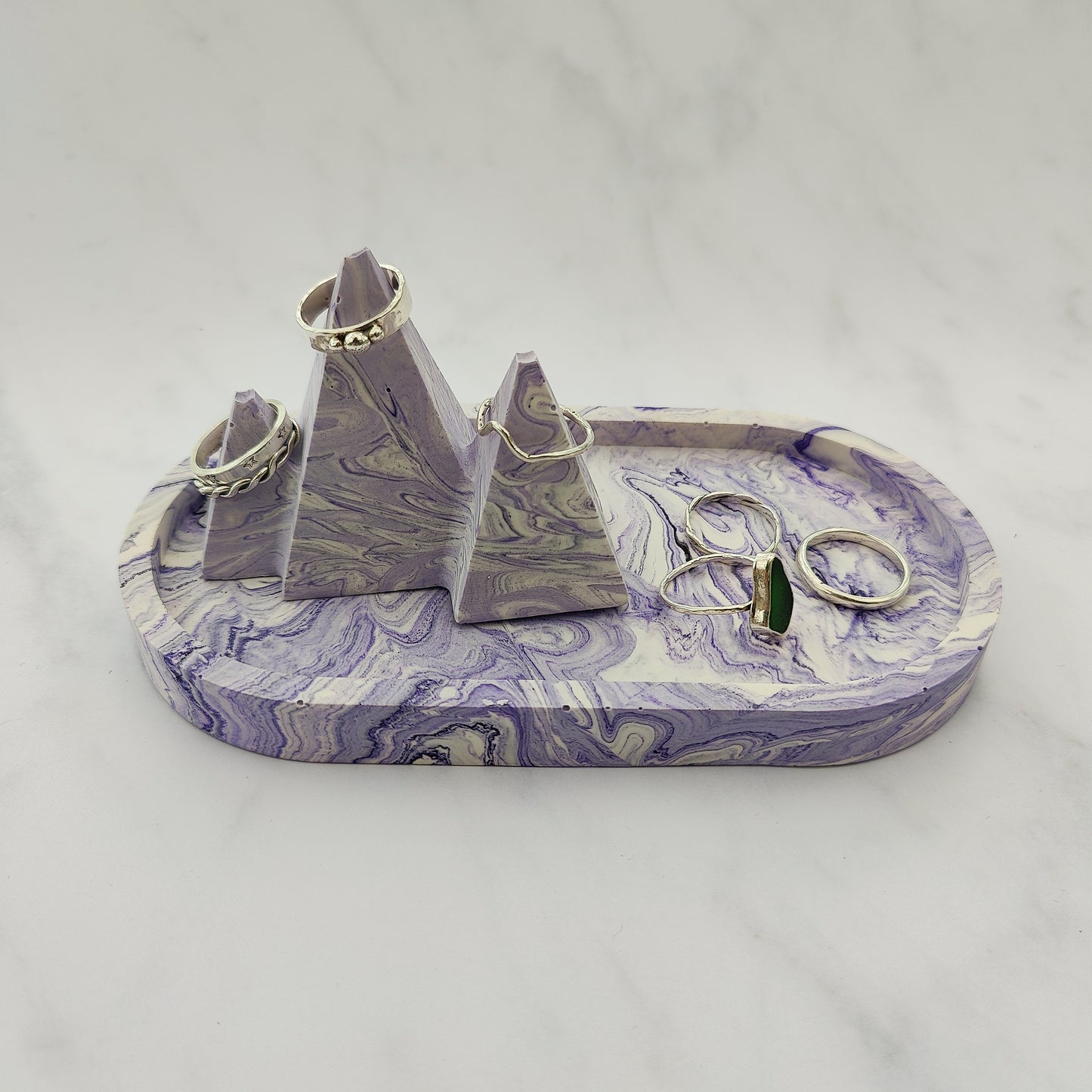 Lilac Swirl Oval Trinket Tray