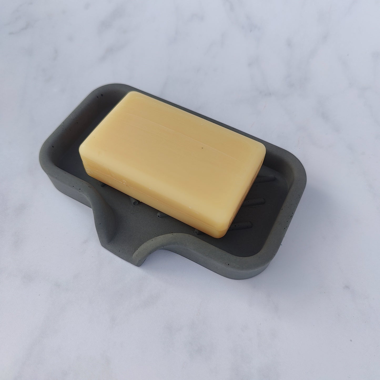 Dark Grey Jesmonite Soap Dish With Lip