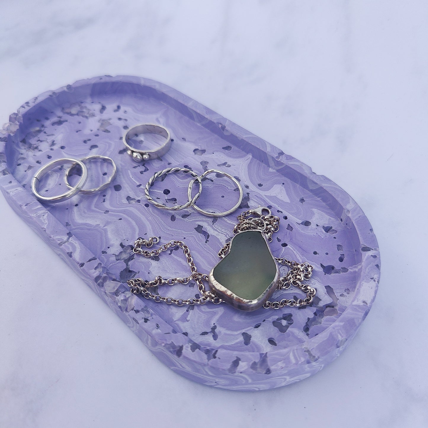 Lilac And Rose Quartz Jesmonite Trinket Tray