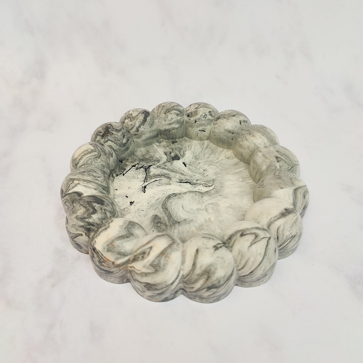 Grey Marble Jesmonite Fat Bubble Tray