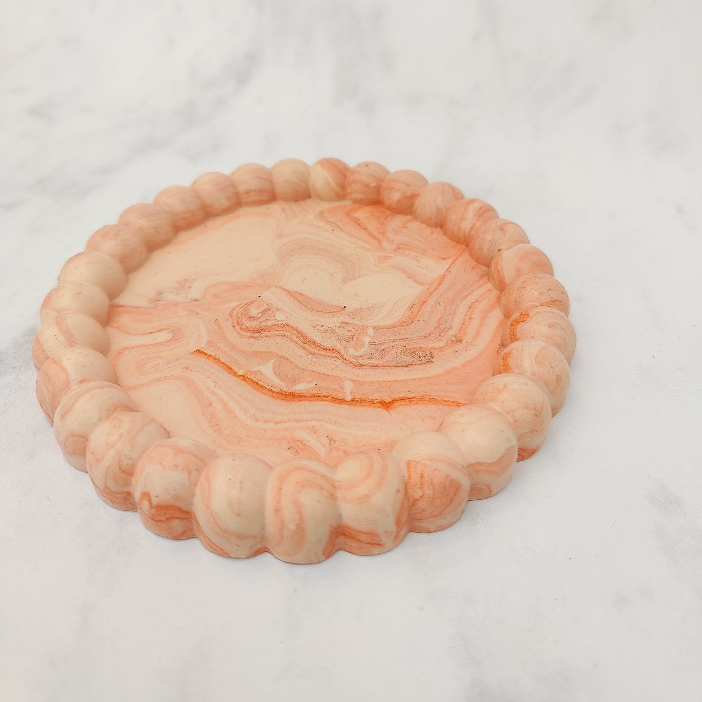 Orange Marble Pebble Jesmonite Tray