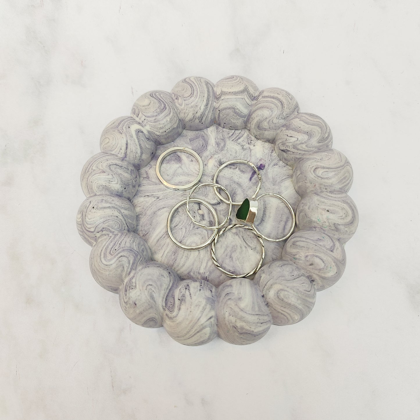Lilac Marble Jesmonite Fat Bubble Tray