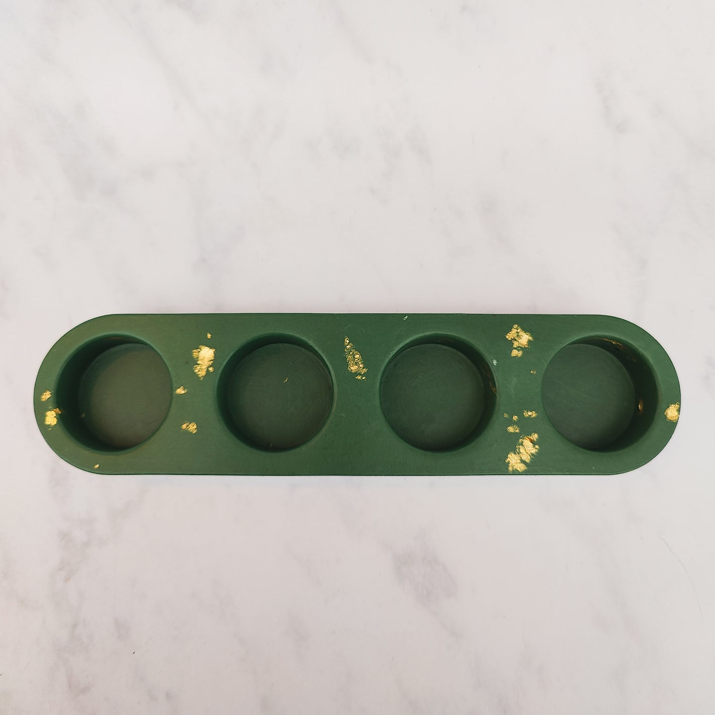 Green And Gold Leaf Jesmonite Tealight Holder