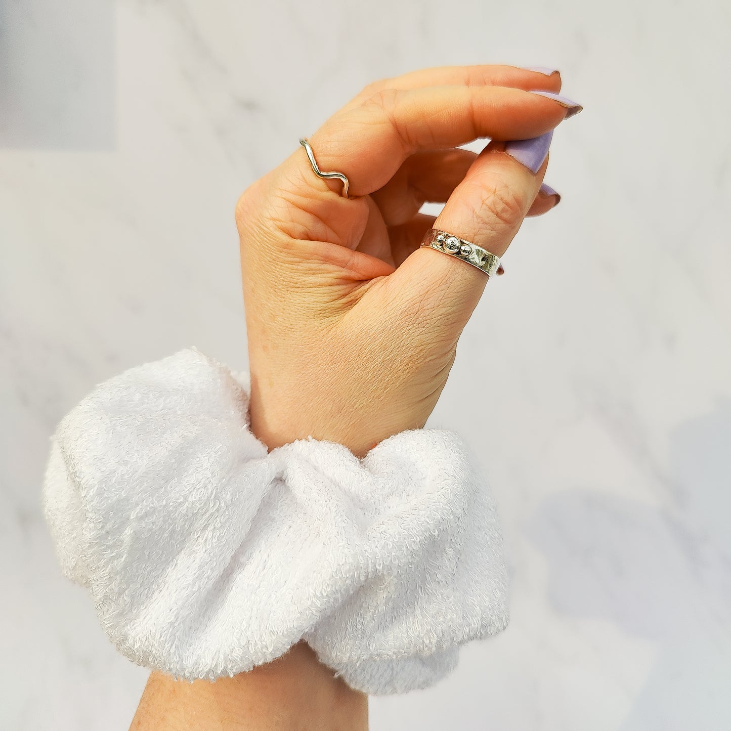 White Bamboo Towelling Scrunchie Large