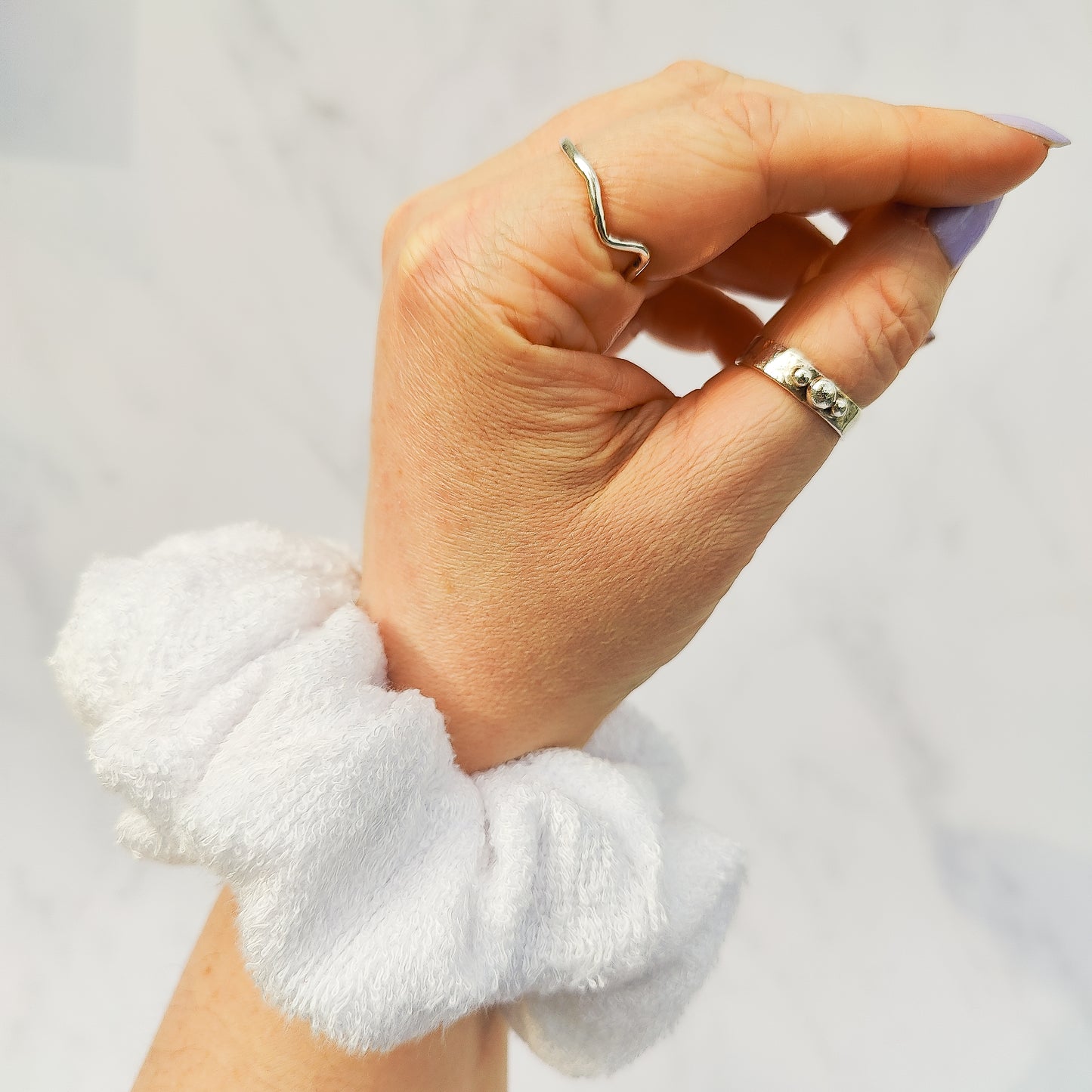 White Bamboo Towelling Scrunchie Regular