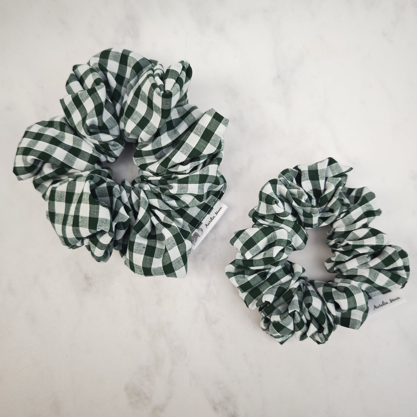 Forest Green Gingham Hair Scrunchie Regular