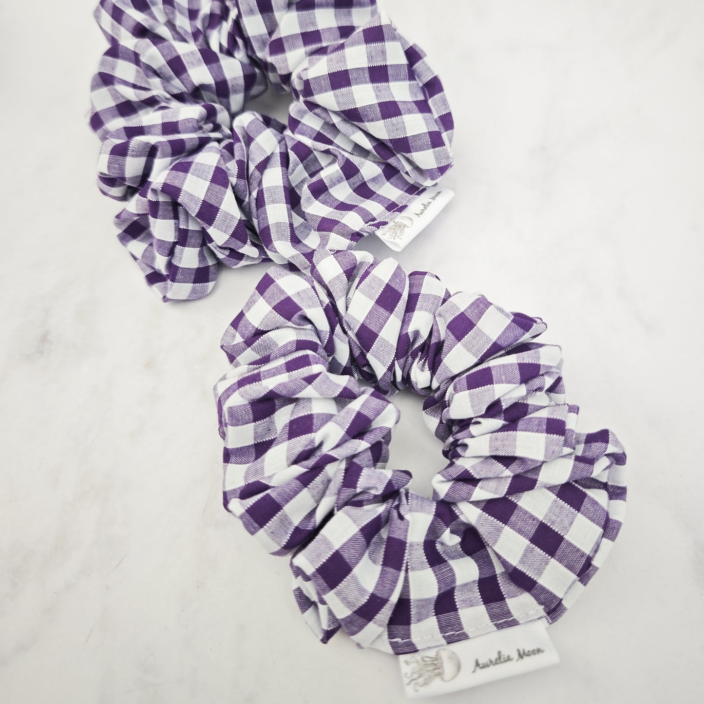 Purple Gingham Hair Scrunchie Regular