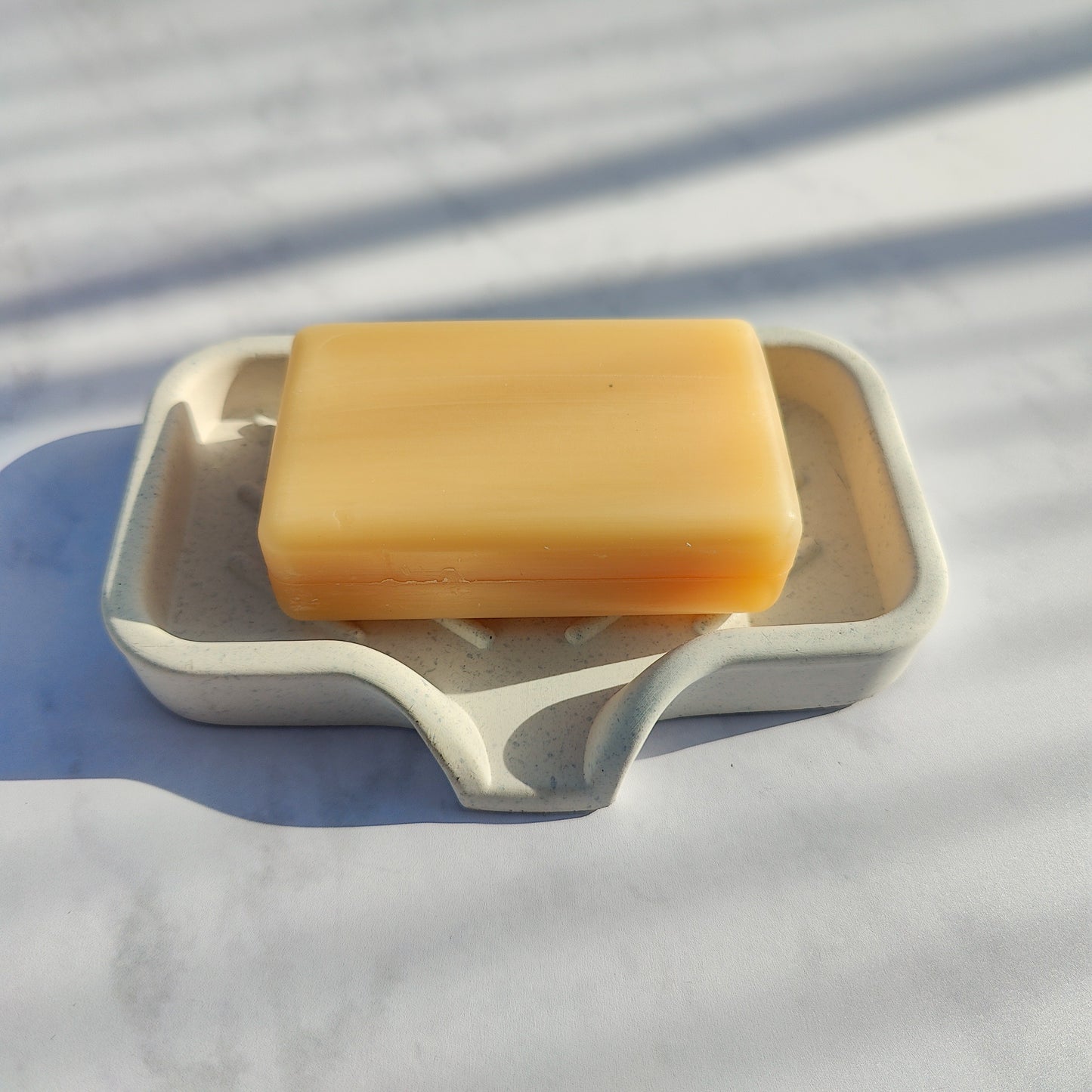 White Jesmonite Soap Dish With Lip