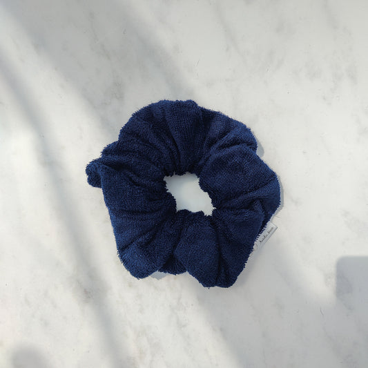 Navy Bamboo Cotton Scrunchie Large